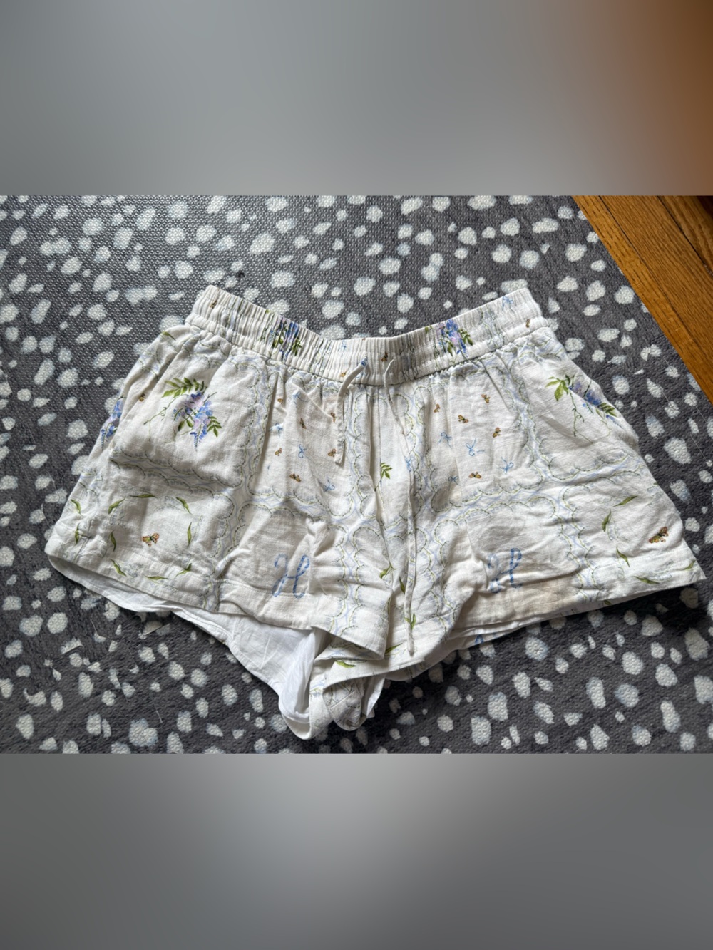 Hill House Home Audrey Shorts in White Patchwork - Size Medium